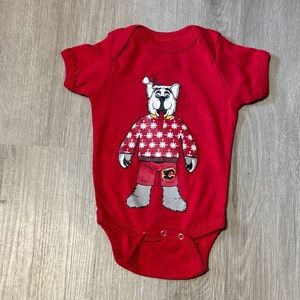 Red Kids One Piece with Bear Design- Calgary Flames